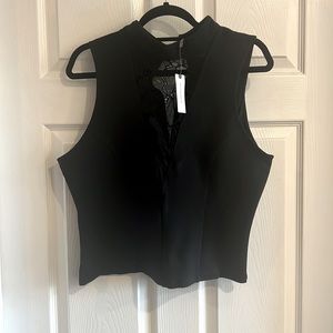 NWT Anthropologie Sleeveless Lace Inset Top L